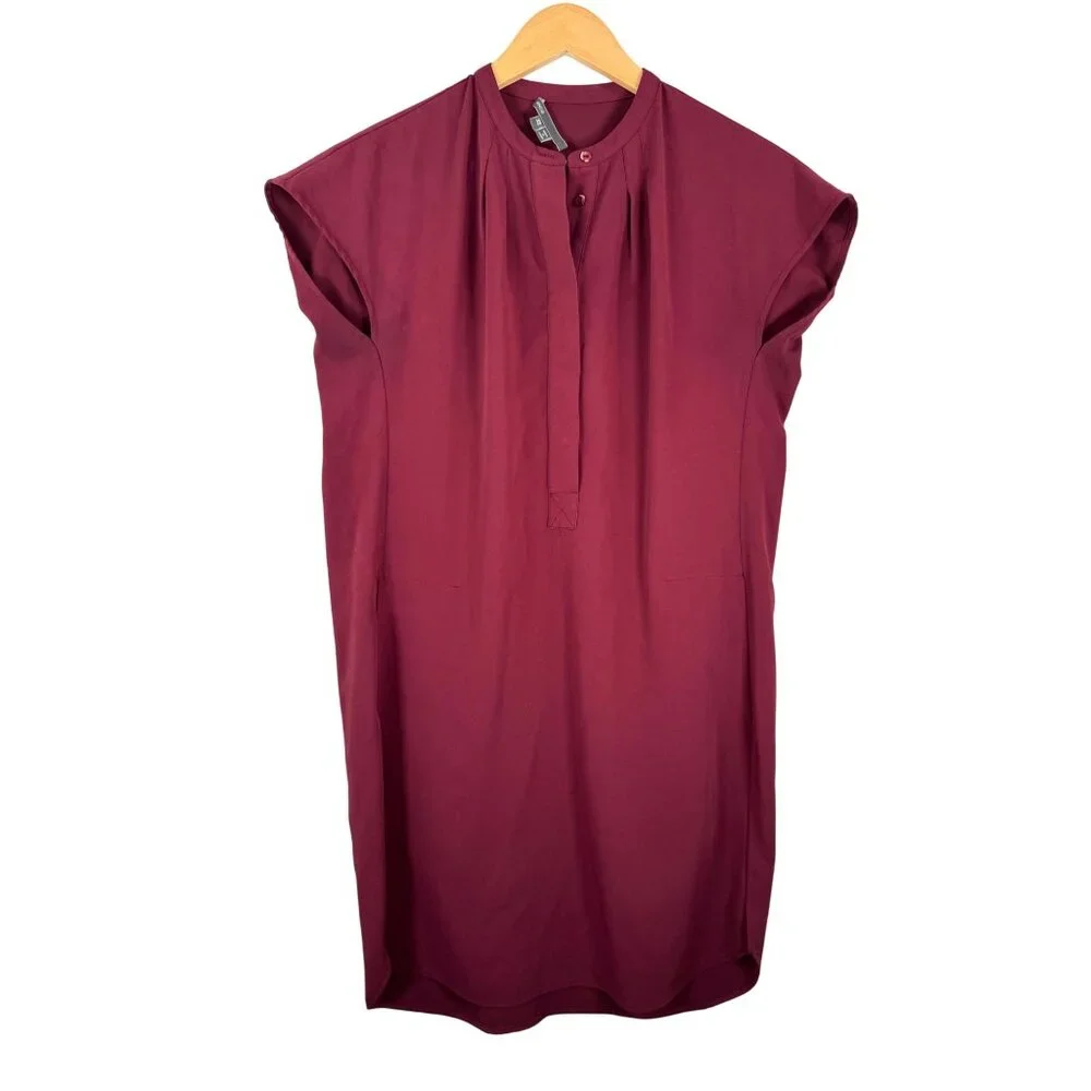 Vince silk shift dress minimalist relaxed burgundy preppy sz‎ XS